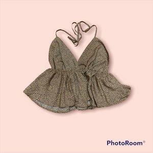 Brown and black polkadot crop top from Shein size 1XL curve. with half back